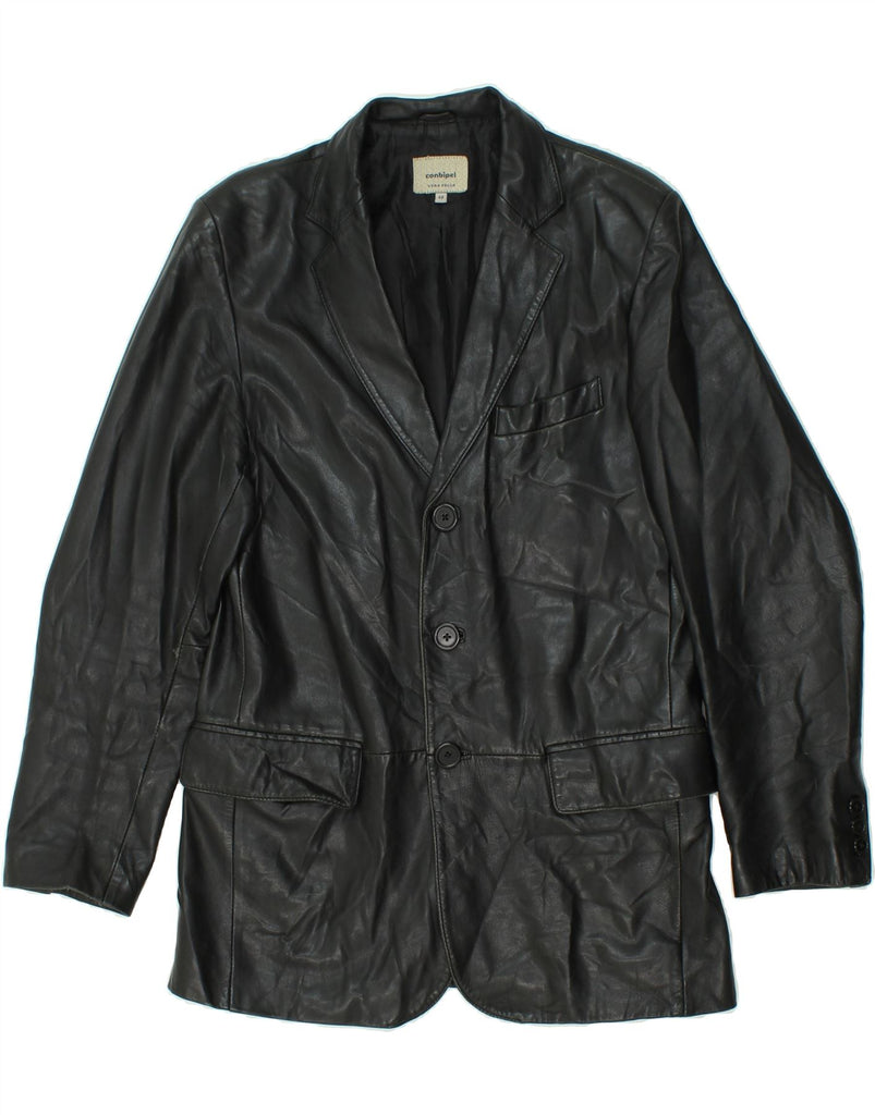 CONBIPEL Mens Leather Jacket IT 48 Medium Black Leather Vintage Conbipel and Second-Hand Conbipel from Messina Hembry 