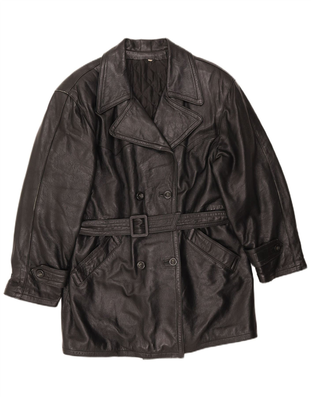 LAVORAZIONE ARTIGIANA Womens Coat UK 12 Medium Black Leather