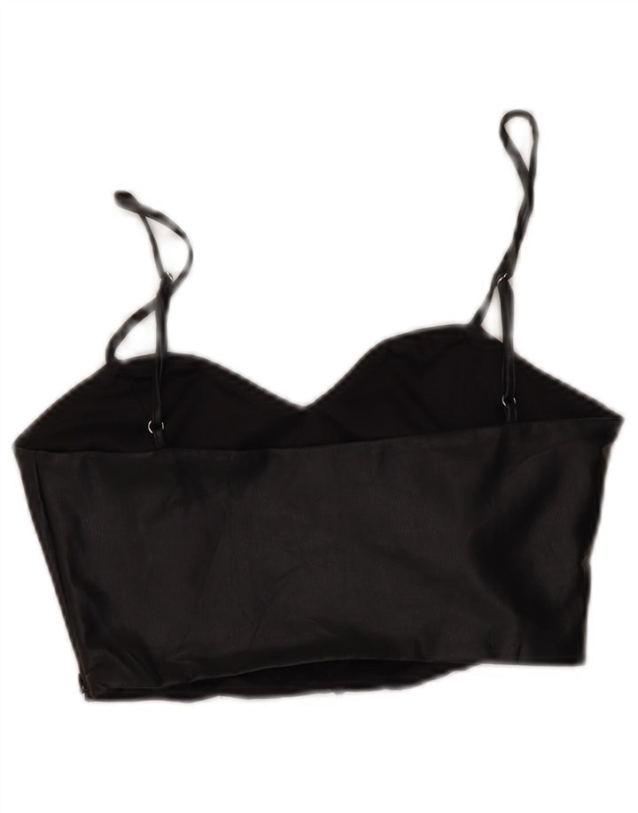 Zara Womens Faux Leather Corset Top UK 12 Medium Black