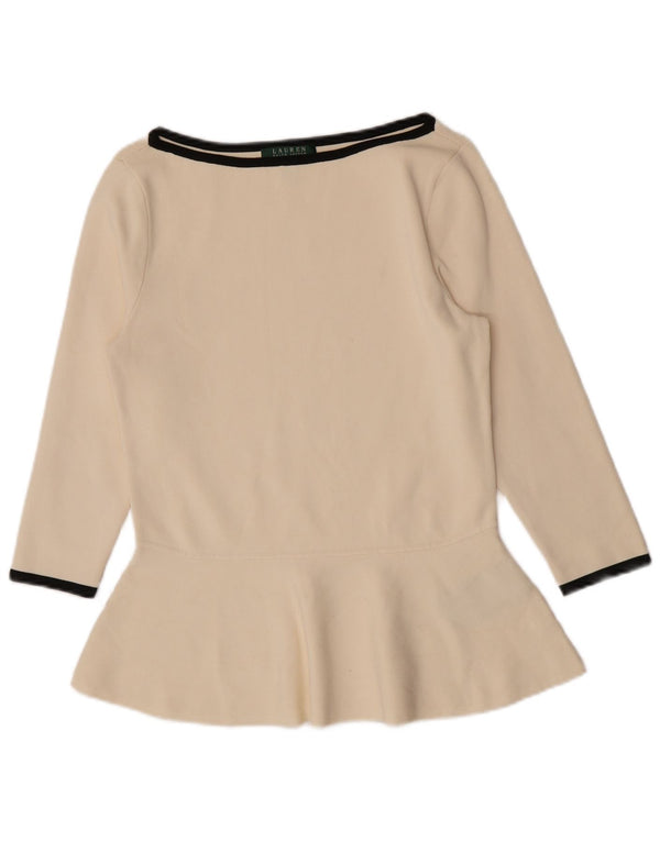 Ralph Lauren Womens 3/4 Sleeve Blouse Top UK 14 Large Off White Viscose