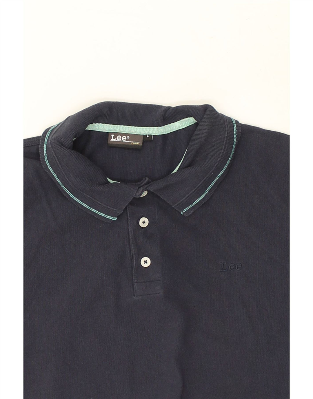 LEE Mens Polo Shirt Large Navy Blue Cotton | Vintage Lee | Thrift | Second-Hand Lee | Used Clothing | Messina Hembry 