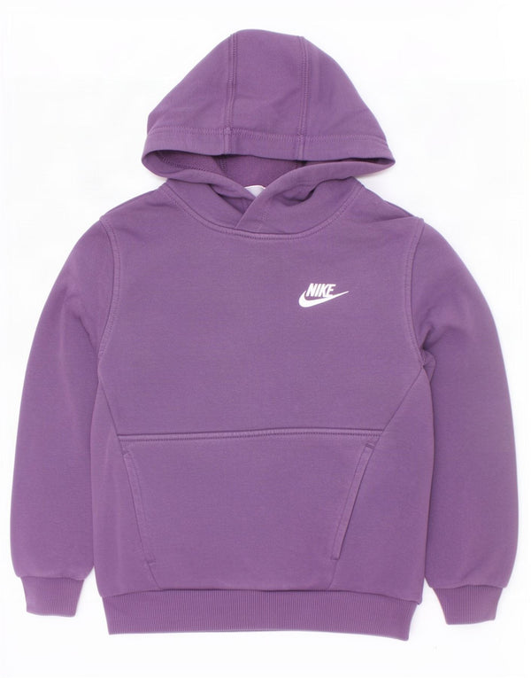 Nike Girls Hoodie Jumper 6-7 Years XS Purple Cotton