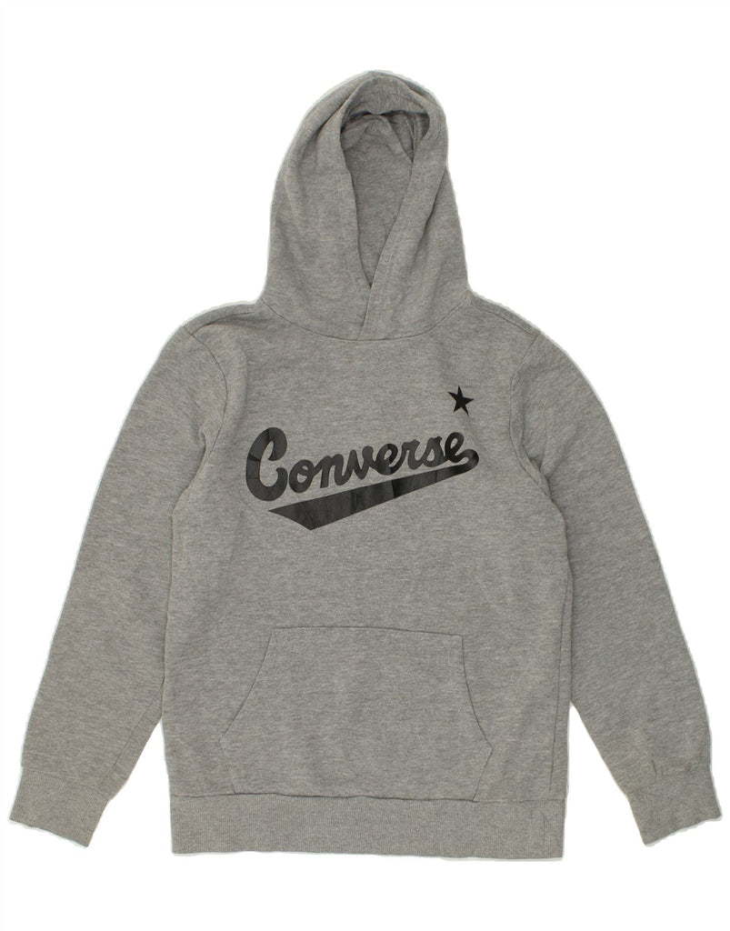 CONVERSE Boys Graphic Hoodie Jumper 13-14 Years XL Grey Cotton | Vintage Converse | Thrift | Second-Hand Converse | Used Clothing | Messina Hembry 