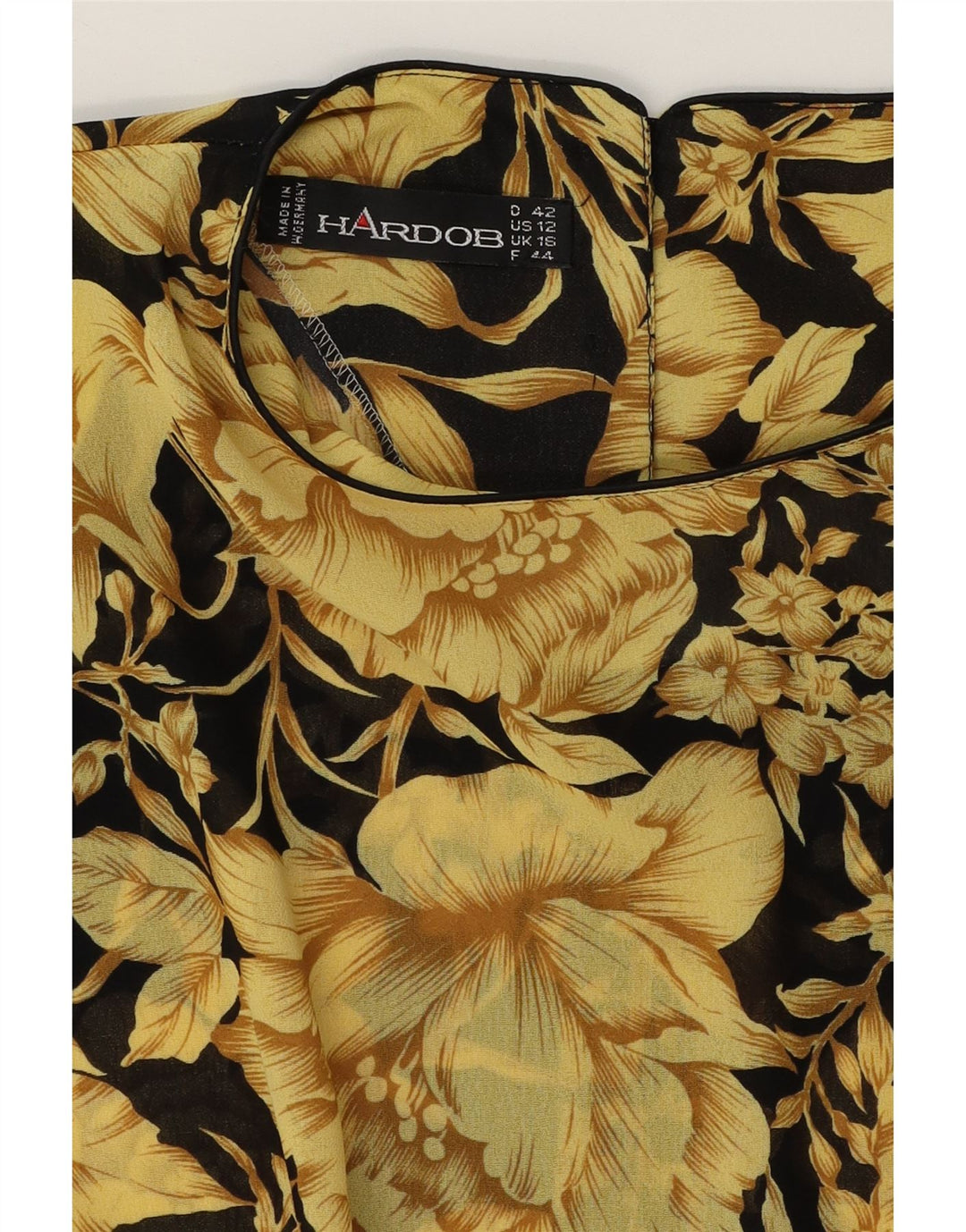 HARDOB Womens Long Sleeve Blouse Top UK 16 Large  Yellow Floral Polyester Vintage Hardob and Second-Hand Hardob from Messina Hembry 
