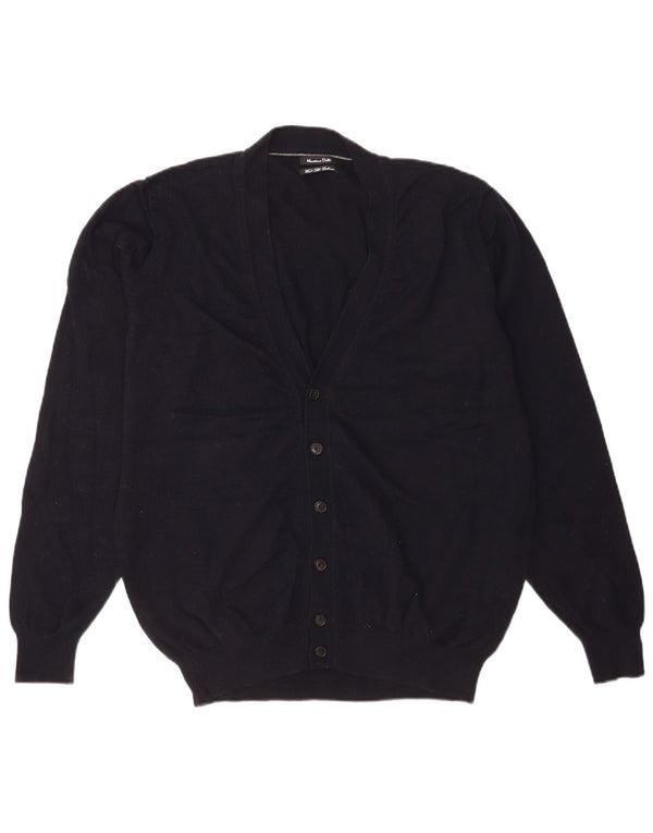 Massimo Dutti Mens Cardigan Sweater XL Navy Blue Wool