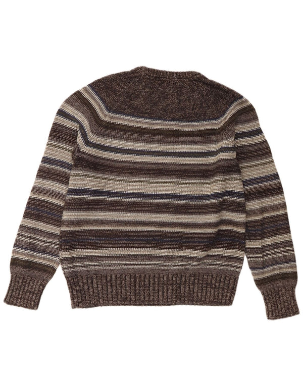 Fat Face Mens Crew Neck Jumper Sweater Medium Grey Striped Cotton