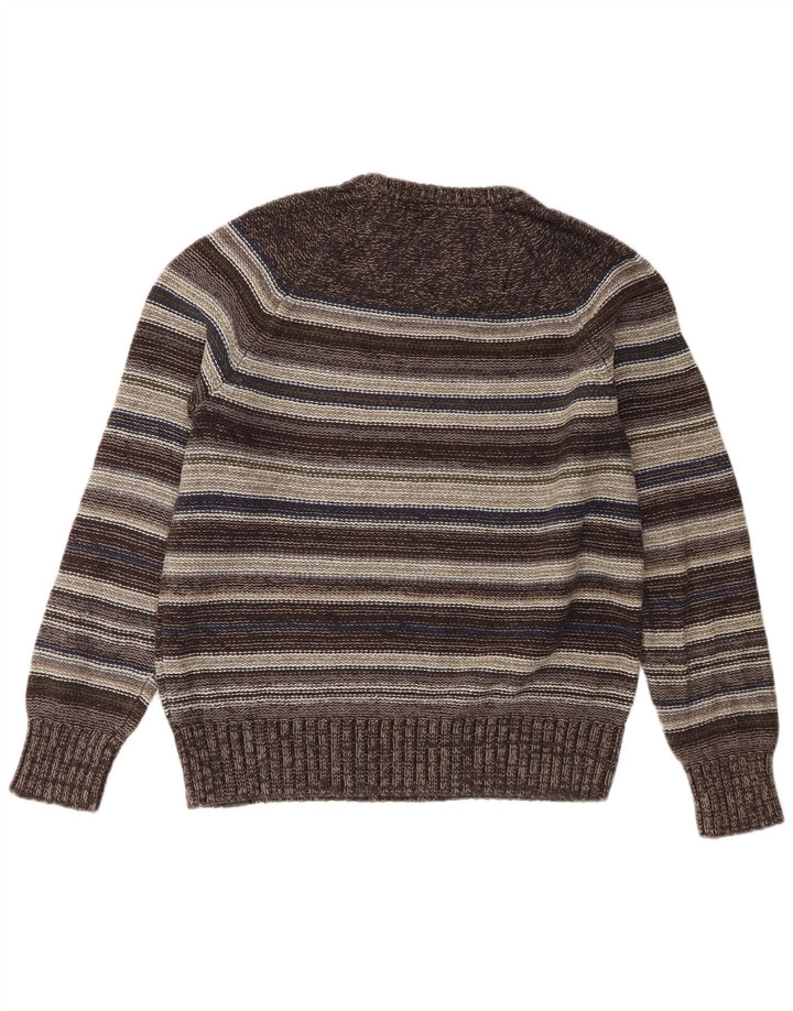 Fat Face Mens Crew Neck Jumper Sweater Medium Grey Striped Cotton