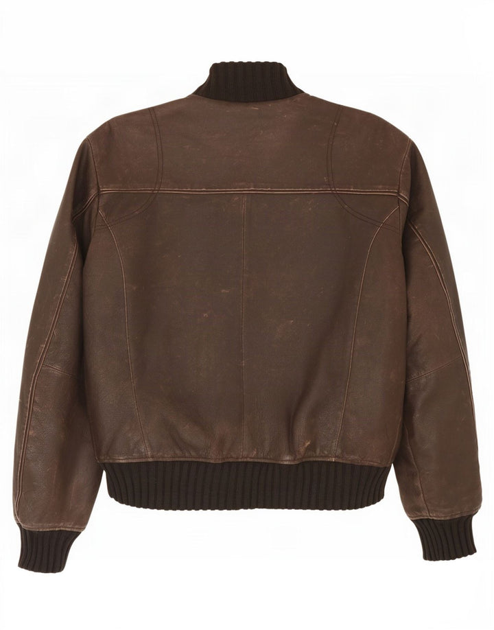 Conbipel Mens Bomber Leather Jacket IT 56 2XL Brown