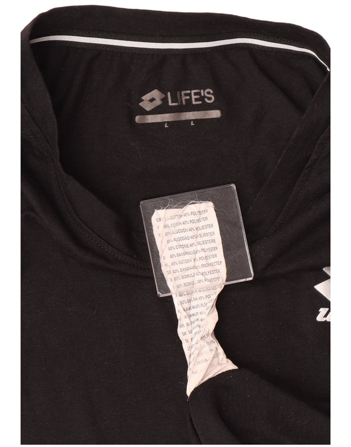 LOTTO Womens T-Shirt Top UK 16 Large Black Cotton