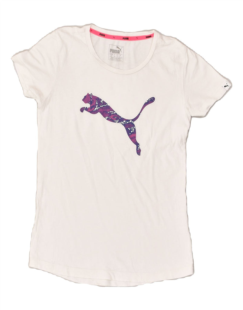 PUMA Girls Graphic T-Shirt Top 11-12 Years White Cotton | Vintage Puma | Thrift | Second-Hand Puma | Used Clothing | Messina Hembry 