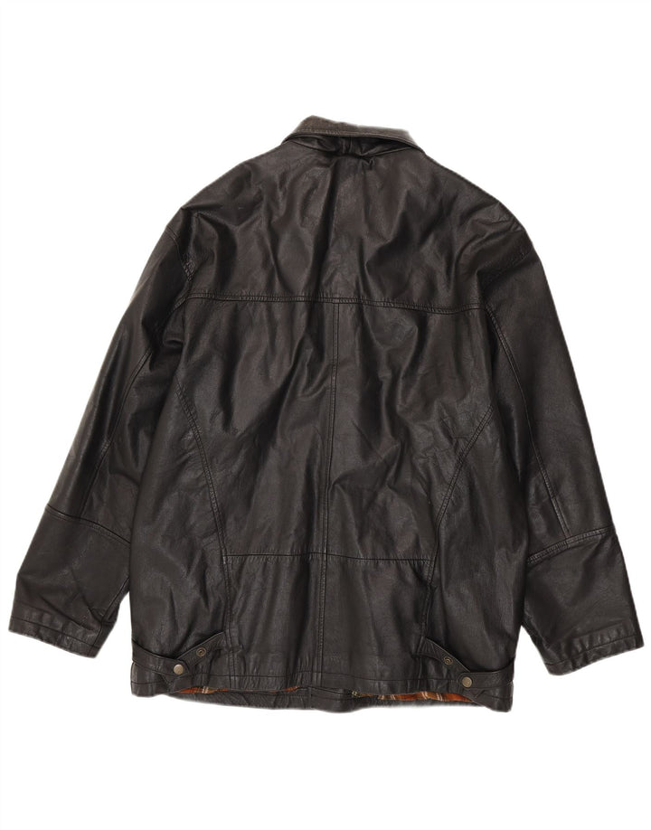 VINTAGE Mens Leather Jacket UK 40 Large Black Leather