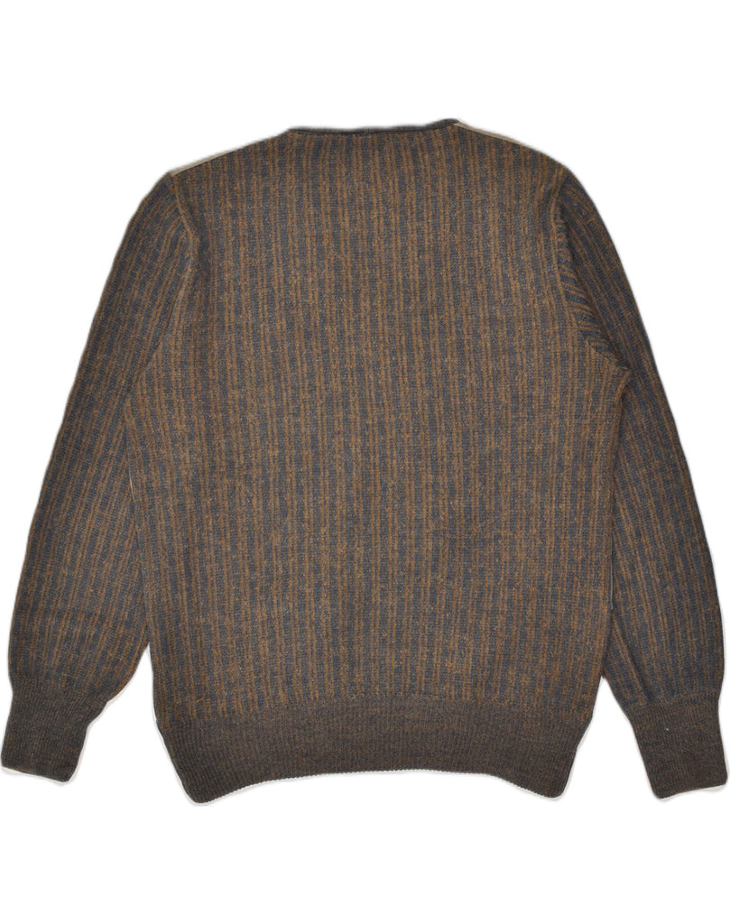 VINTAGE Mens V-Neck Jumper Sweater Medium Brown Colourblock | Vintage Vintage | Thrift | Second-Hand Vintage | Used Clothing | Messina Hembry 