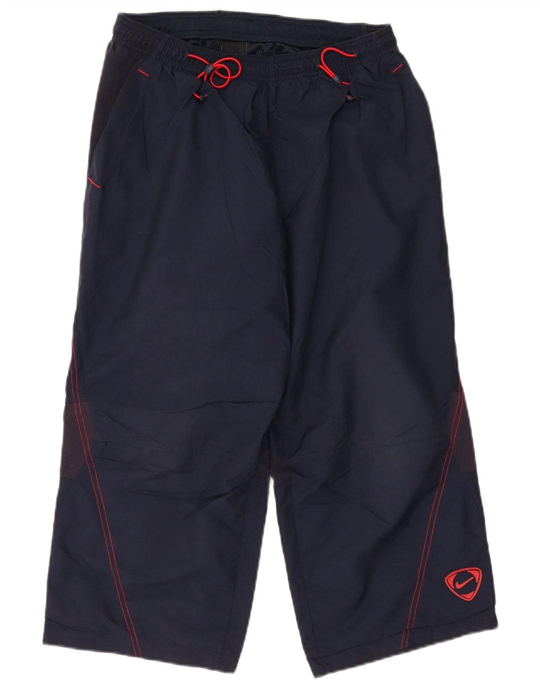 NIKE Mens Capri Tracksuit Trousers Medium  Navy Blue Colourblock Nylon