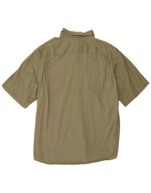 Wrangler Mens Short Sleeve Shirt XL Khaki Cotton