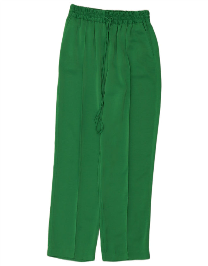 Zara Womens Straight Casual Trousers Small W26 L28 Green Polyester