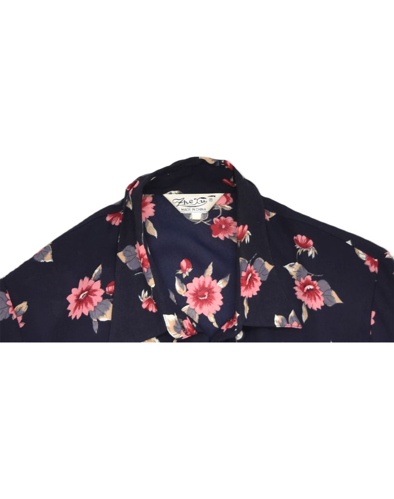 VINTAGE Womens Shirt UK 16 Large Navy Blue Floral | Vintage | Thrift | Second-Hand | Used Clothing | Messina Hembry 