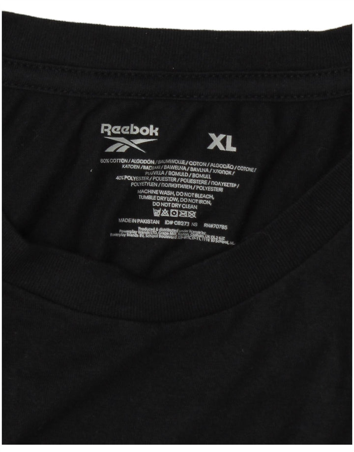 Reebok Mens T-Shirt Top XL Black Cotton