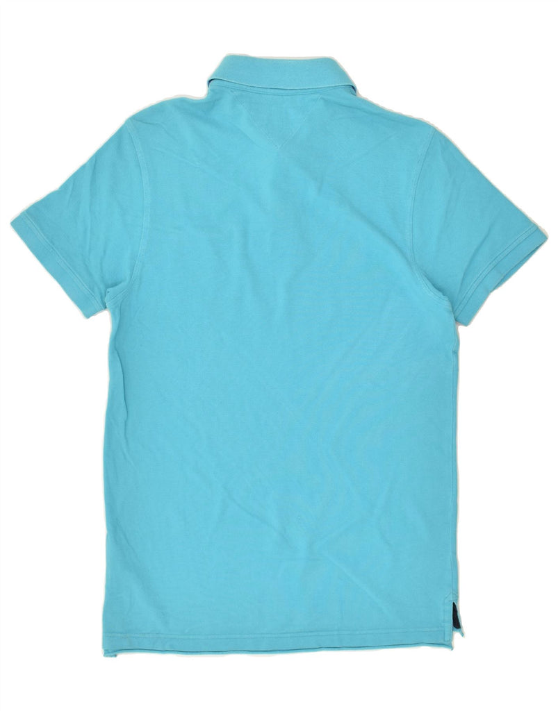 TOMMY HILFIGER Mens Slim Fit Polo Shirt Large Turquoise Cotton Vintage Tommy Hilfiger and Second-Hand Tommy Hilfiger from Messina Hembry 