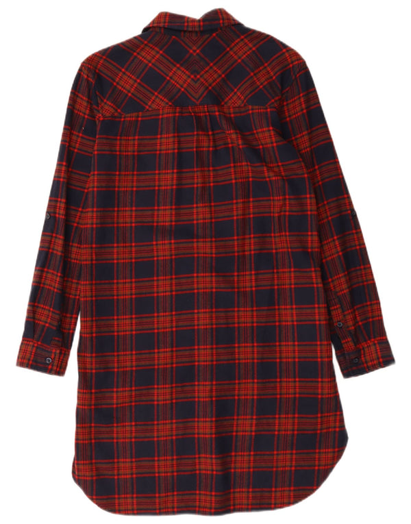 Jack Wills Womens Oversized Shirt Dress UK 6 XS Navy Blue Check Cotton