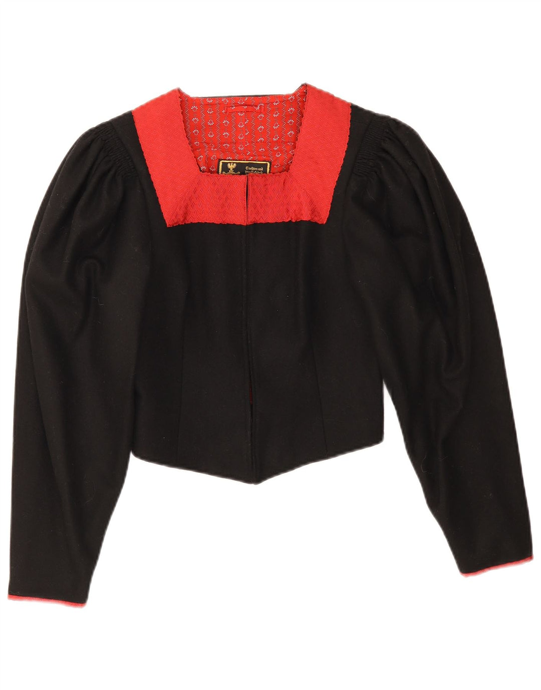 Vintage Womens Trachten Bolero Jacket EU 38 Medium Black Colourblock