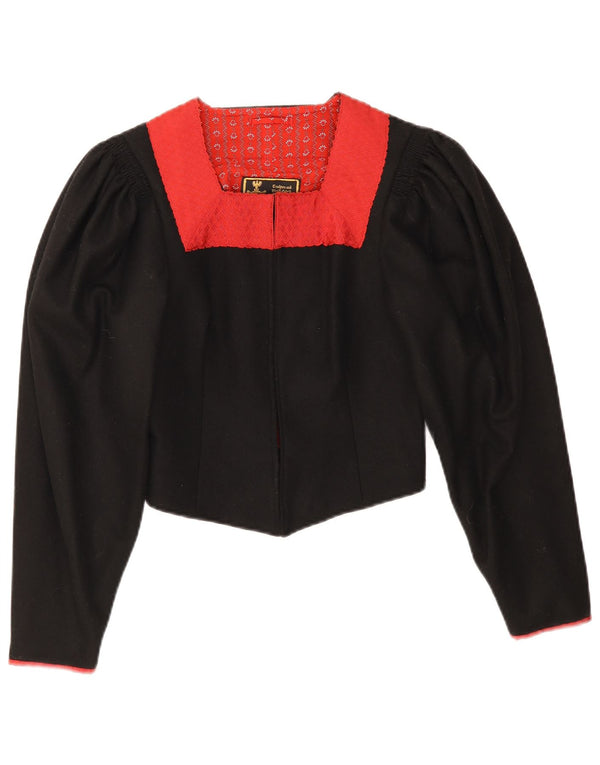 Vintage Womens Trachten Bolero Jacket EU 38 Medium Black Colourblock