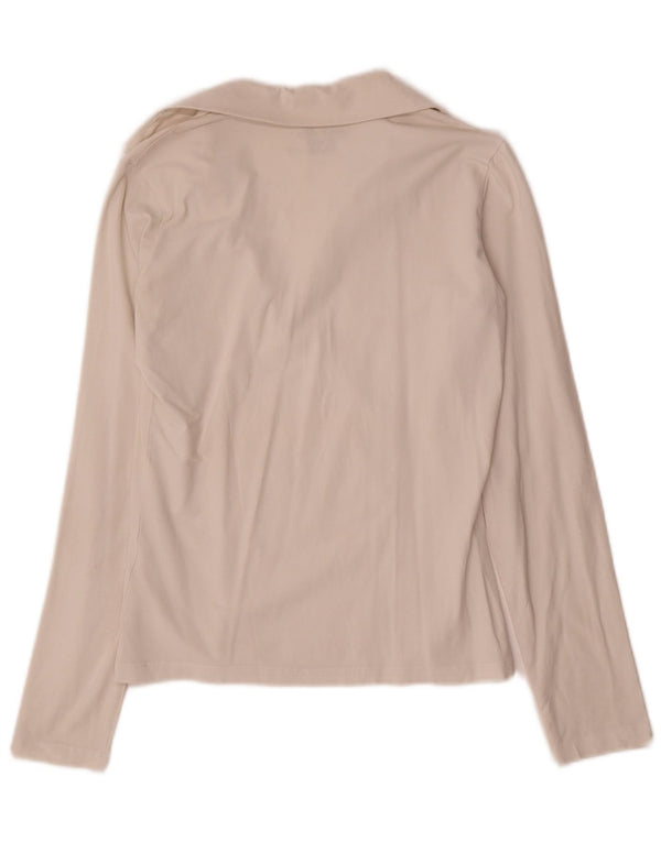 Calvin Klein Jeans Womens Long Sleeve Polo Shirt UK 14 Large Beige