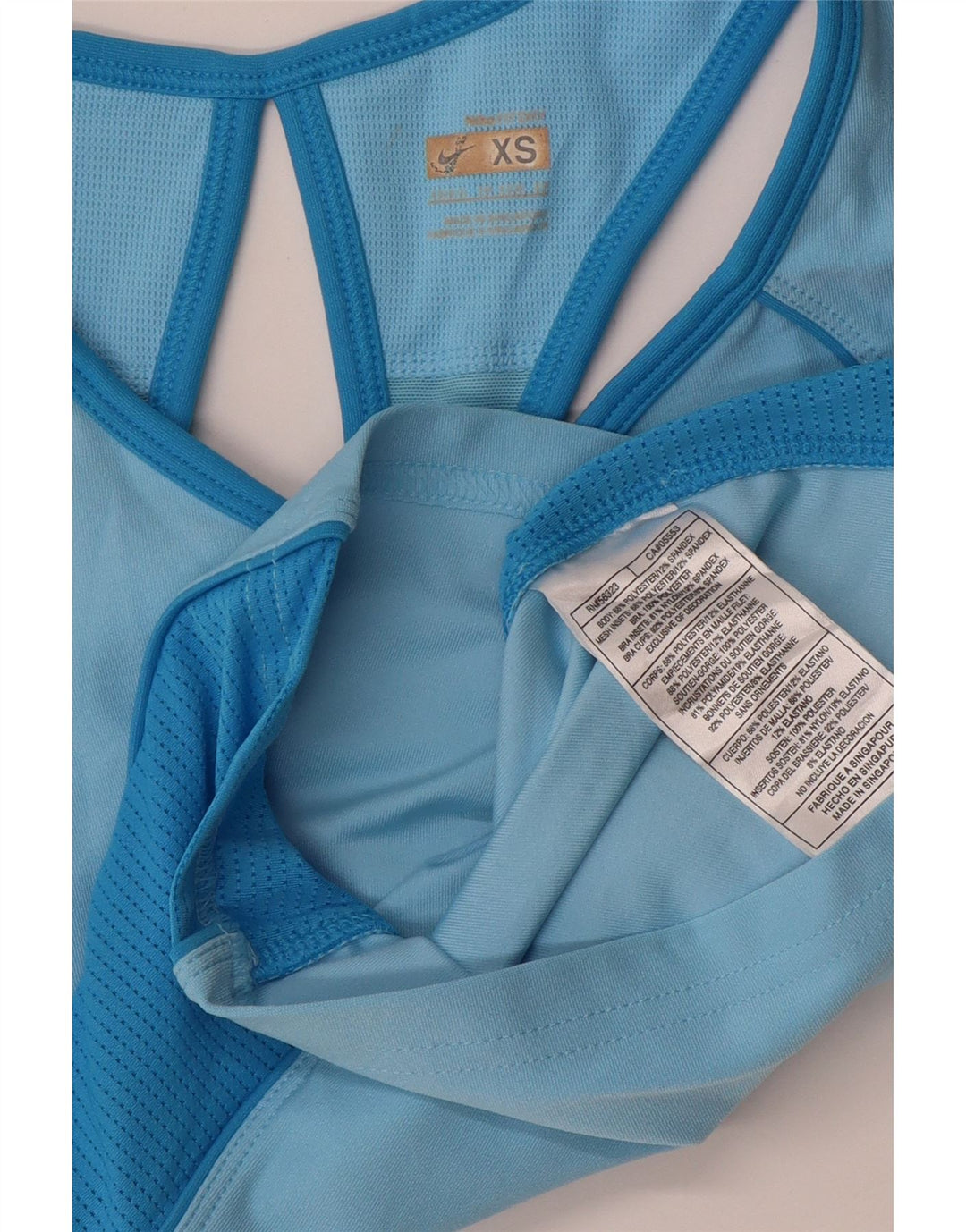 NIKE Womens Crop Vest Top UK 4 XS Blue Polyester