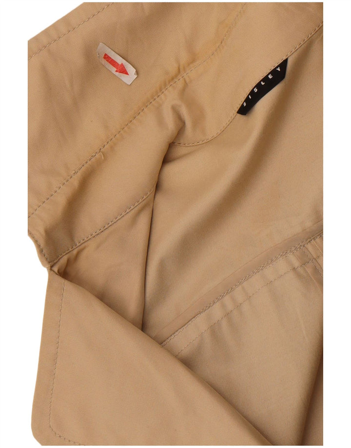 Sisley Womens Trench Coat IT 46 Large Beige Cotton