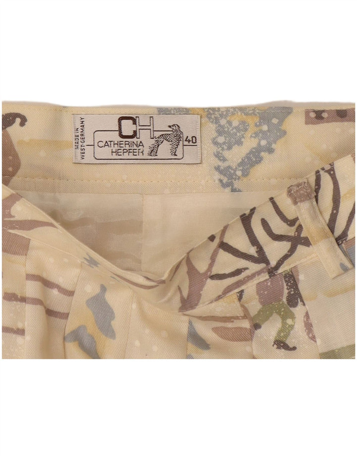 Catherine Hapfer Womens Graphic Pleated Skirt EU 40 Medium W27 Beige