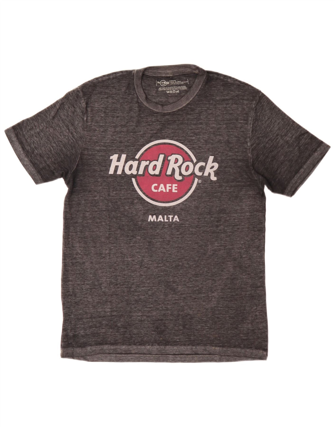 Hard Rock Cafe Mens Malta Graphic T-Shirt Top Medium Grey Cotton