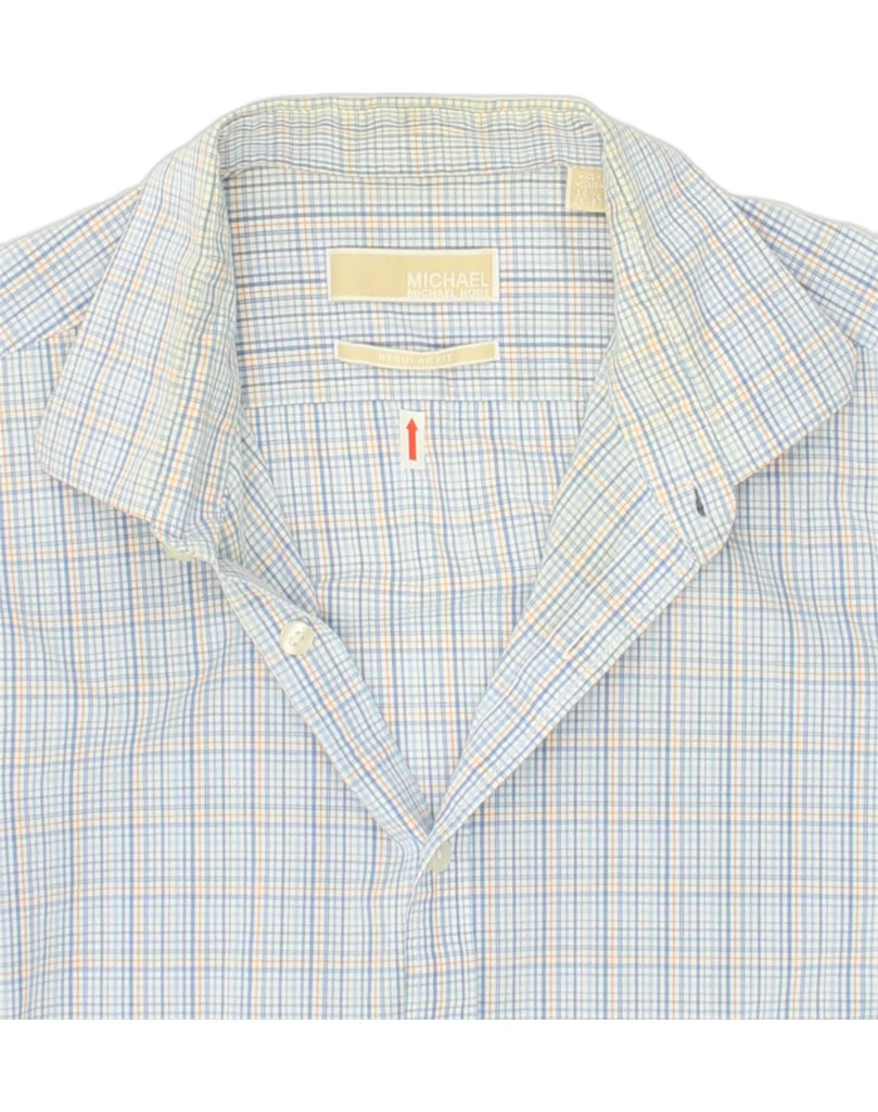 MICHAEL KORS Mens Regular Fit Shirt Size 16 1/2 Large Blue Check Cotton | Vintage Michael Kors | Thrift | Second-Hand Michael Kors | Used Clothing | Messina Hembry 