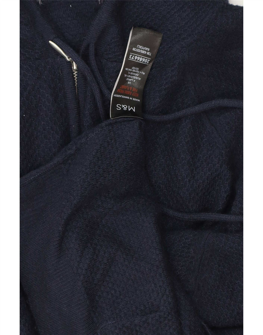 Marks & Spencer Mens Zip Neck Jumper Sweater XL Navy Blue Viscose