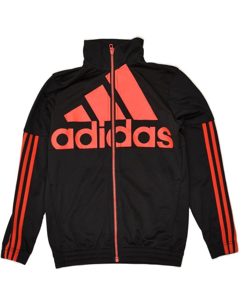 ADIDAS Boys Graphic Tracksuit Top Jacket 11-12 Years Black Polyester | Vintage Adidas | Thrift | Second-Hand Adidas | Used Clothing | Messina Hembry 