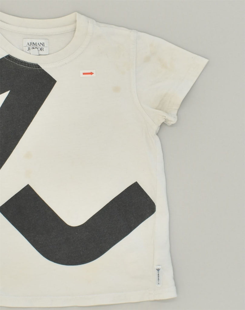 ARMANI JUNIOR Boys Graphic T-Shirt Top 2-3 Years White Cotton | Vintage Armani Junior | Thrift | Second-Hand Armani Junior | Used Clothing | Messina Hembry 