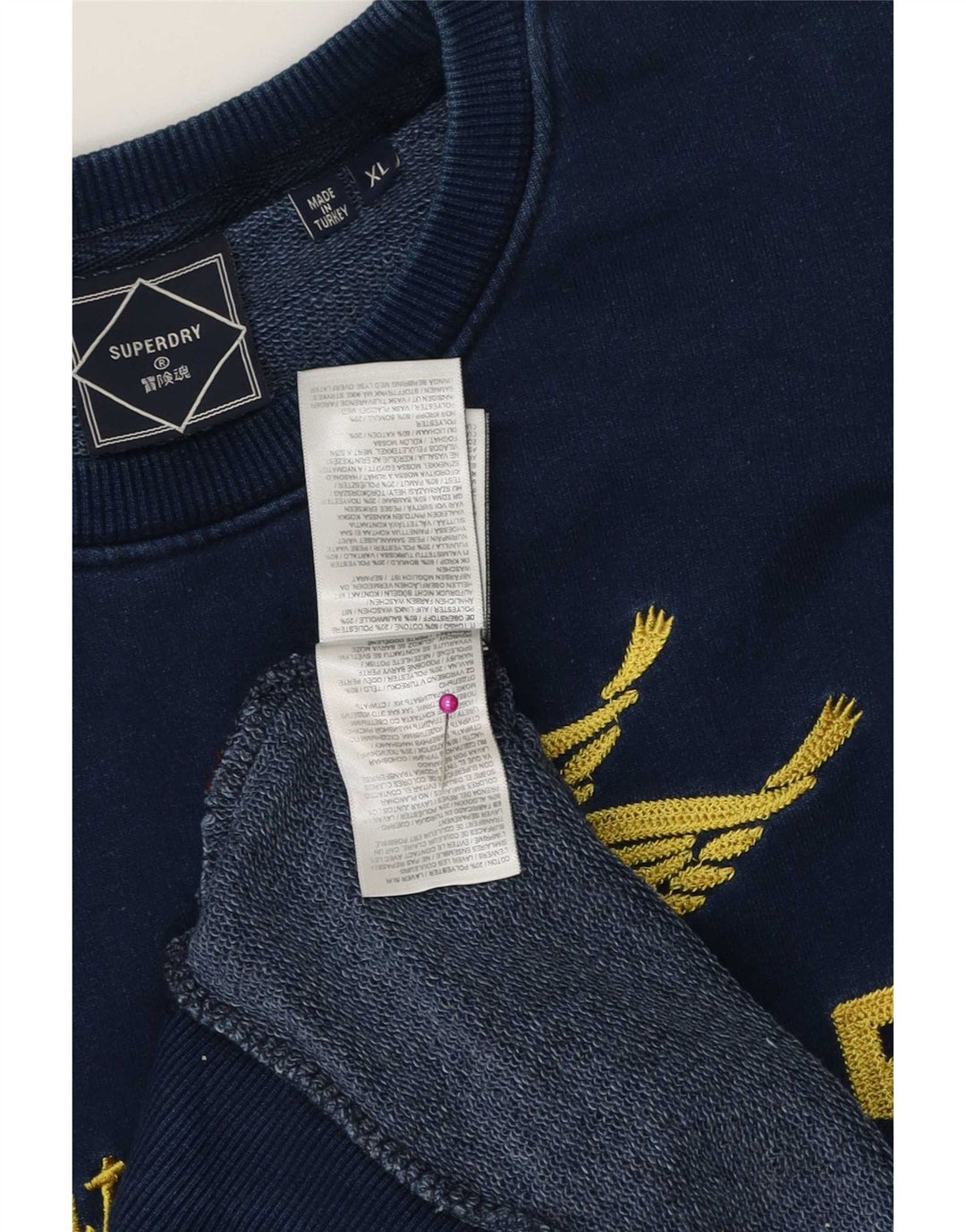 Superdry Mens Graphic Sweatshirt Jumper XL Navy Blue Cotton
