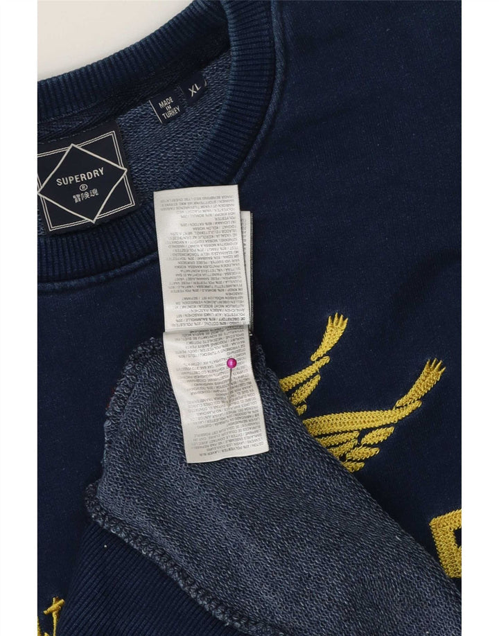 Superdry Mens Graphic Sweatshirt Jumper XL Navy Blue Cotton