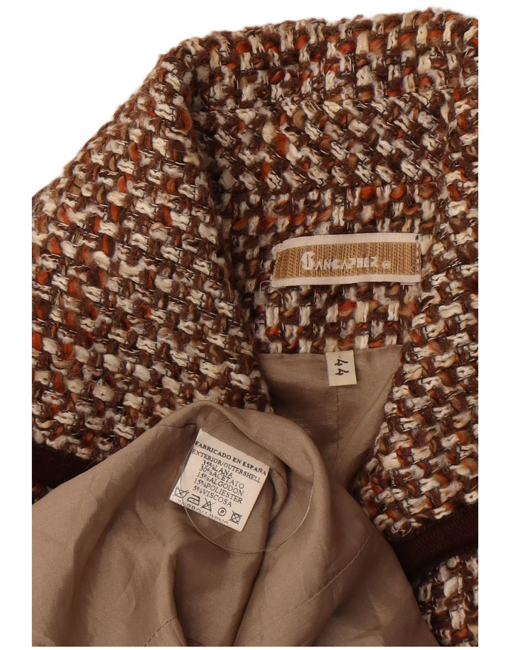Vintage Womens 4 Button Blazer Jacket EU 44 XL Brown Flecked Wool