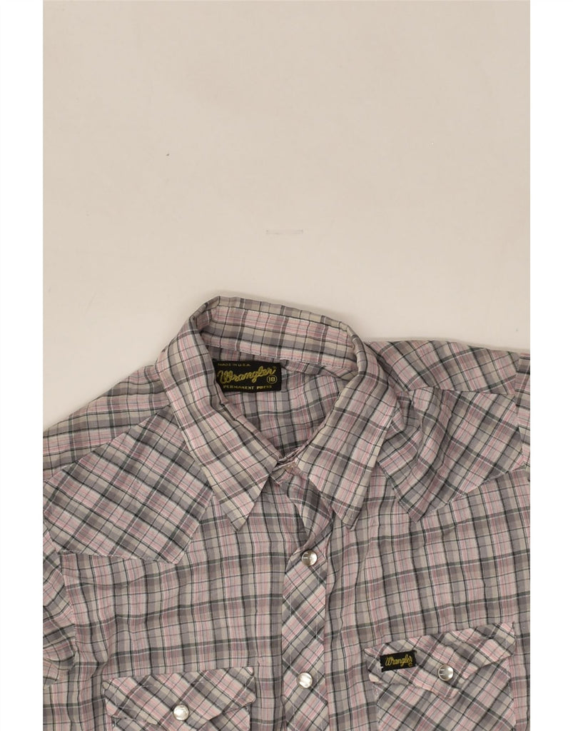 WRANGLER Boys Short Sleeve Shirt 15-16 Years Grey Check | Vintage Wrangler | Thrift | Second-Hand Wrangler | Used Clothing | Messina Hembry 