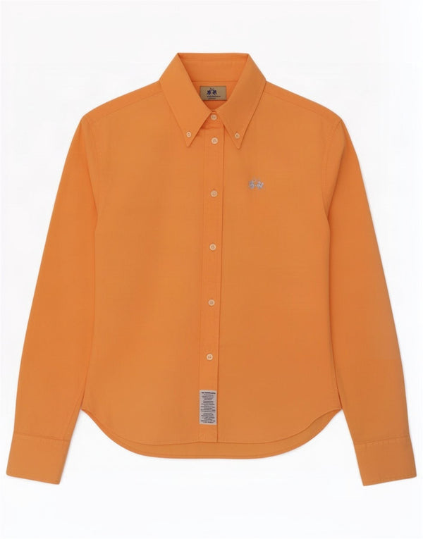La Martina Womens Shirt UK 14 Large Orange Cotton