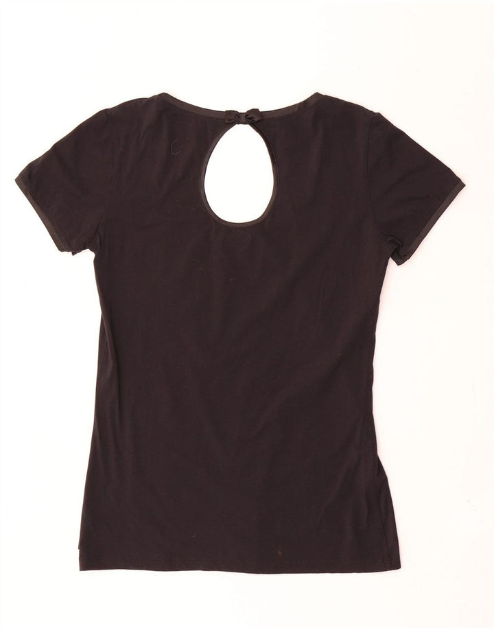 Emporio Armani Womens Blouse Top UK 14 Large Black Cotton