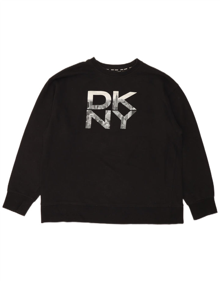 Dkny Mens Graphic Sweatshirt Jumper Medium Black Cotton