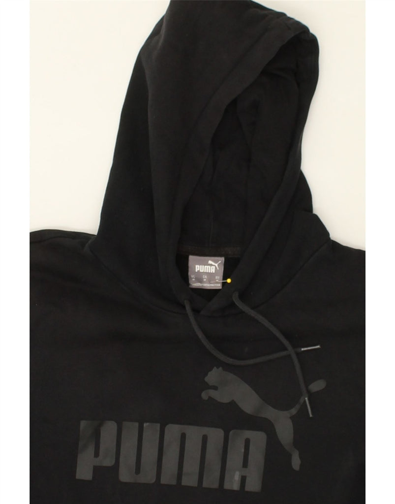 PUMA Mens Graphic Hoodie Jumper Medium Black Cotton | Vintage Puma | Thrift | Second-Hand Puma | Used Clothing | Messina Hembry 