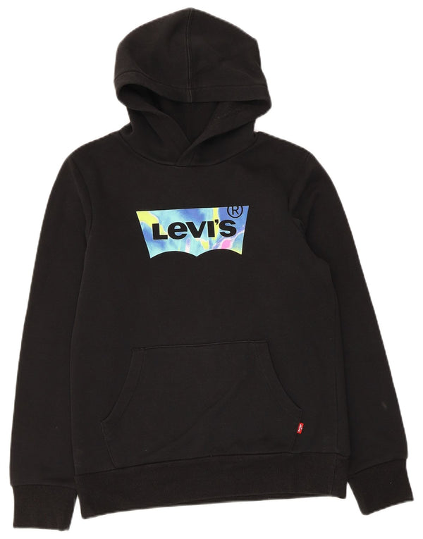 Levi's Boys Graphic Hoodie Jumper 11-12 Years Black Cotton