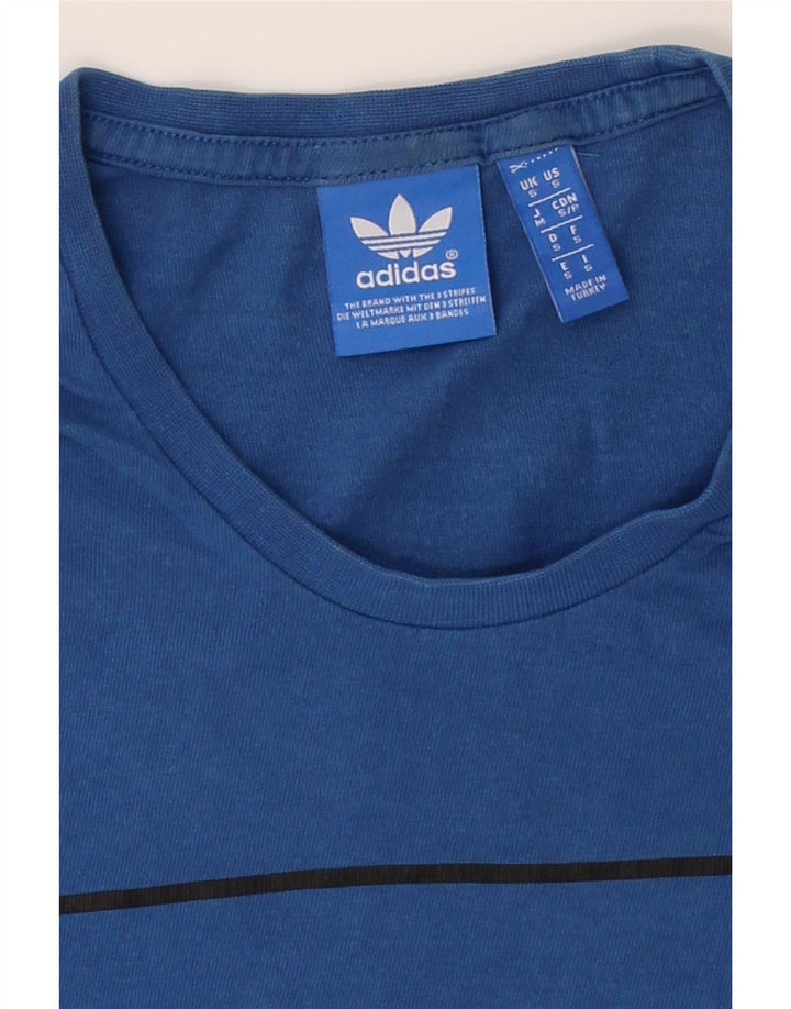 ADIDAS Mens Graphic T-Shirt Top Small Blue Cotton Vintage Adidas and Second-Hand Adidas from Messina Hembry 