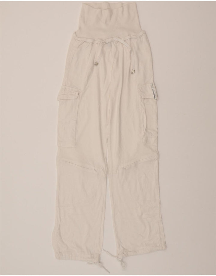 ADIDAS Womens Cargo Tracksuit Trousers UK 8 Small  White Cotton
