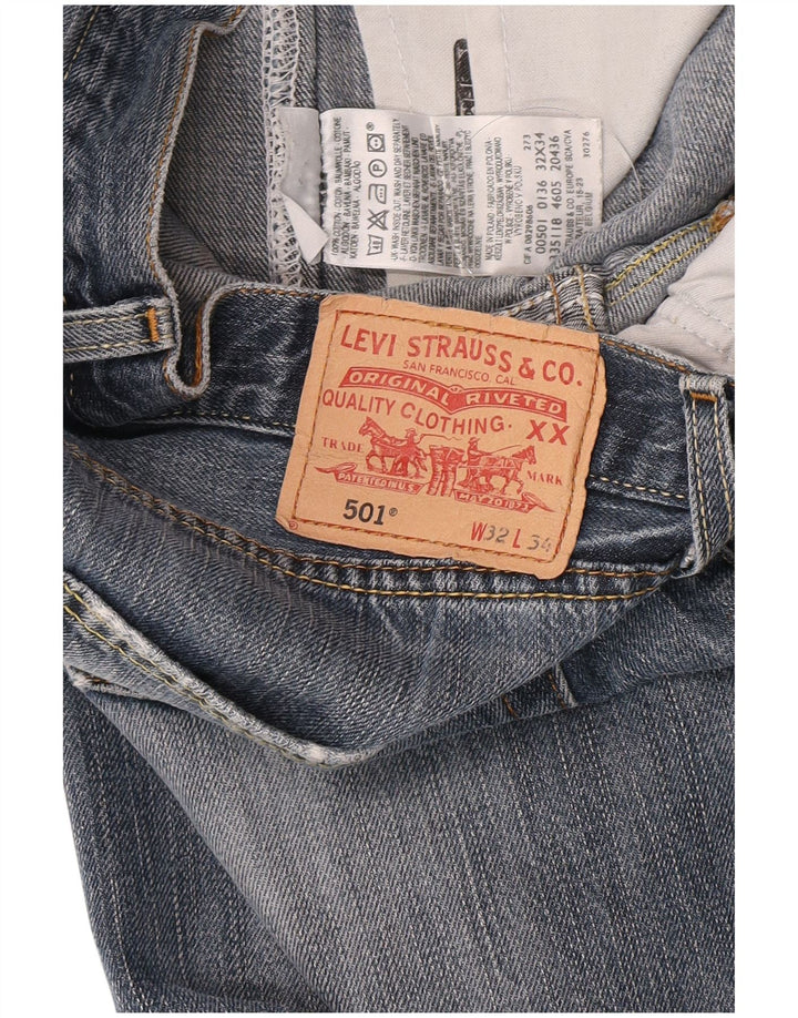 Levi's Mens 501 Distressed Straight Jeans W32 L28 Blue Cotton