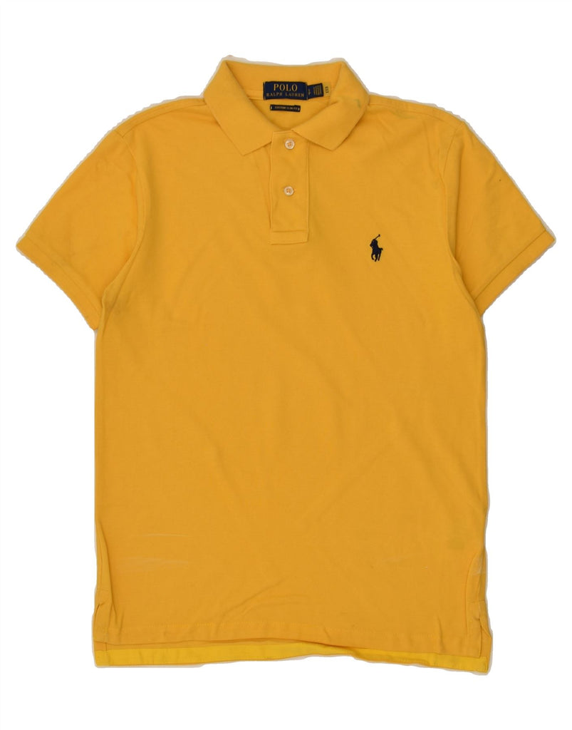 POLO RALPH LAUREN Mens Custom Slim Fit Polo Shirt Small Yellow Cotton | Vintage Polo Ralph Lauren | Thrift | Second-Hand Polo Ralph Lauren | Used Clothing | Messina Hembry 