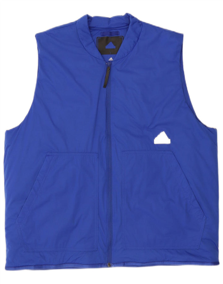 Adidas Mens Sleeveless Tracksuit Top Jacket Large Blue Polyamide