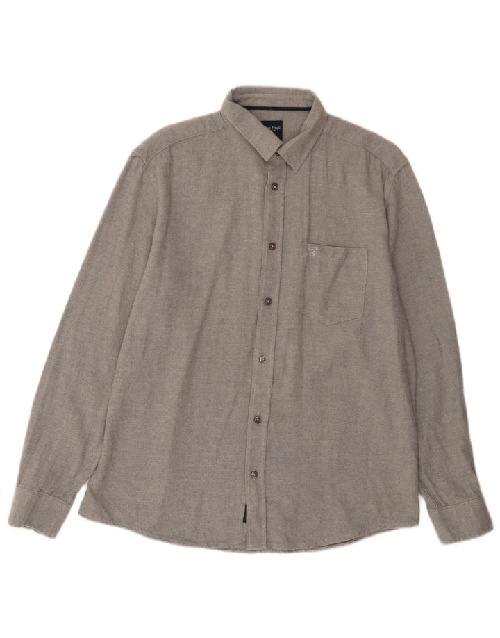 James Pringle Mens Flannel Shirt Medium Grey Cotton