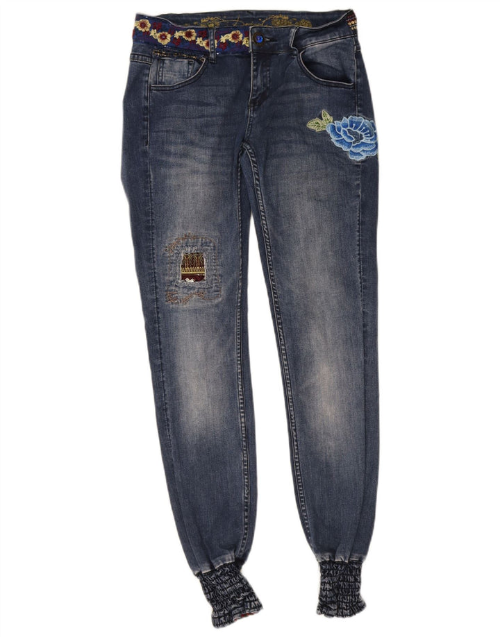 Desigual Womens Graphic Joggers Slim Jeans W28 L32 Blue Polyester